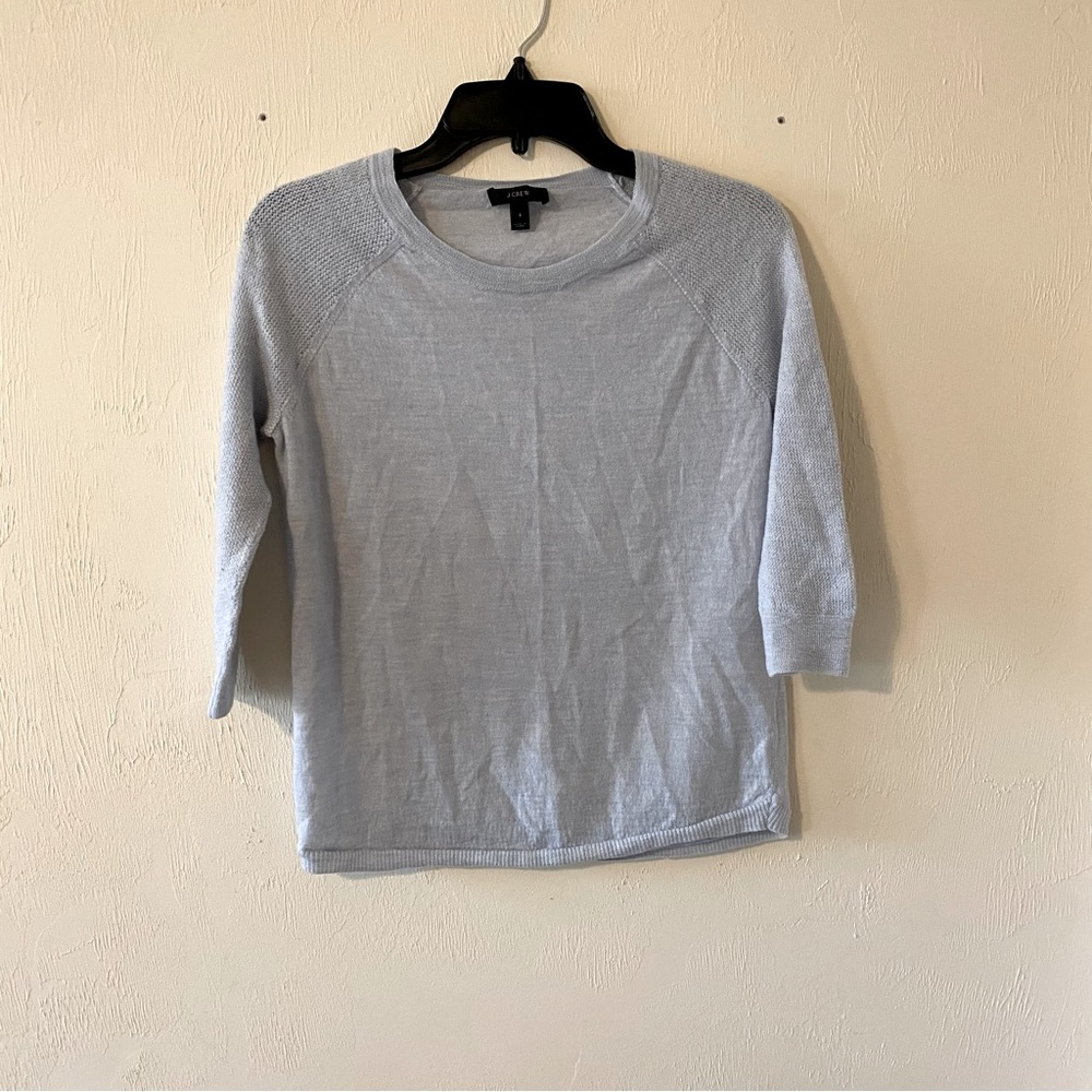 J. Crew light blue 3/4 length sleeve sweater. Size Small. Excellent condition